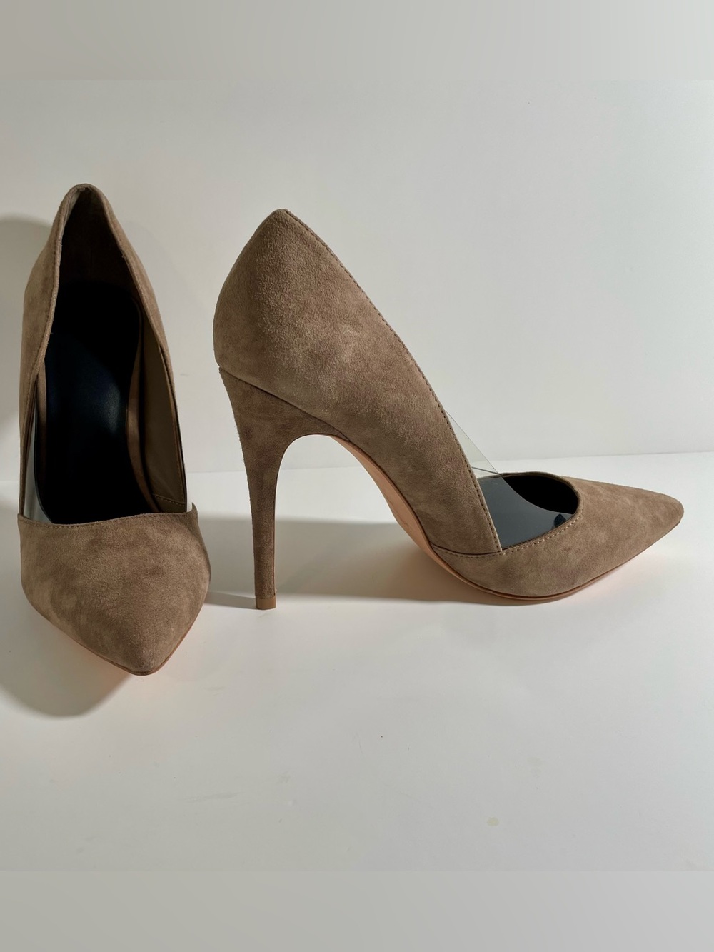 MARCIANO Leather Taupe Suede Pumps - Picture 11 of 16